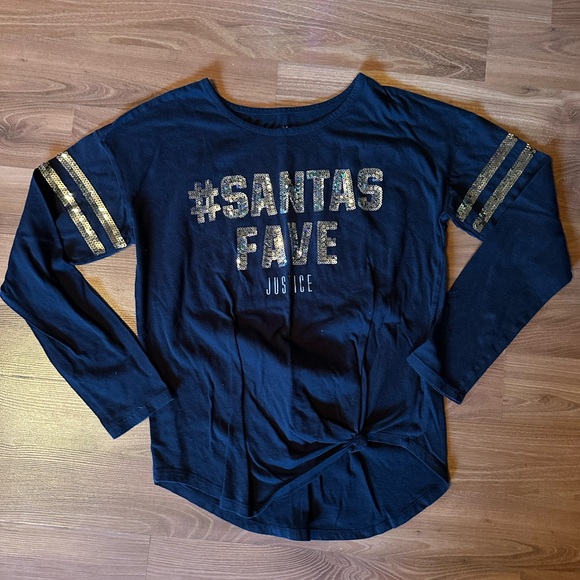 Justice Santas Fave sequin long sleeved T-shirt size 18 XXL - Picture 1 of 6